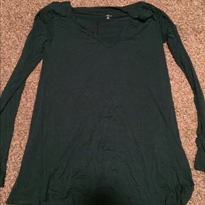 Turquoise hollister shirt with v neck